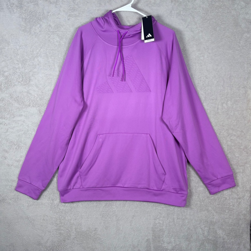 Adidas Game and Go Training Hoodie Mens XL Purple Embossed Logo Sweatshirt NEW